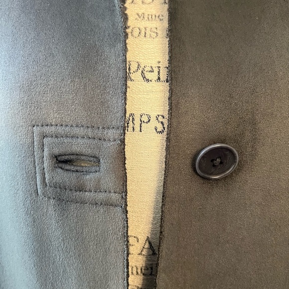 Lands End Womens Coat Jacket Olive Faux Suede Sherpa Lined Size Medium - Picture 4 of 8